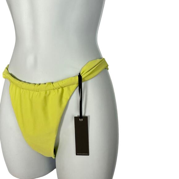 Lovers + Friends Yellow Brazilian Bikini Bottom SMALL High Cut Adore You $68 NEW - Picture 5 of 7